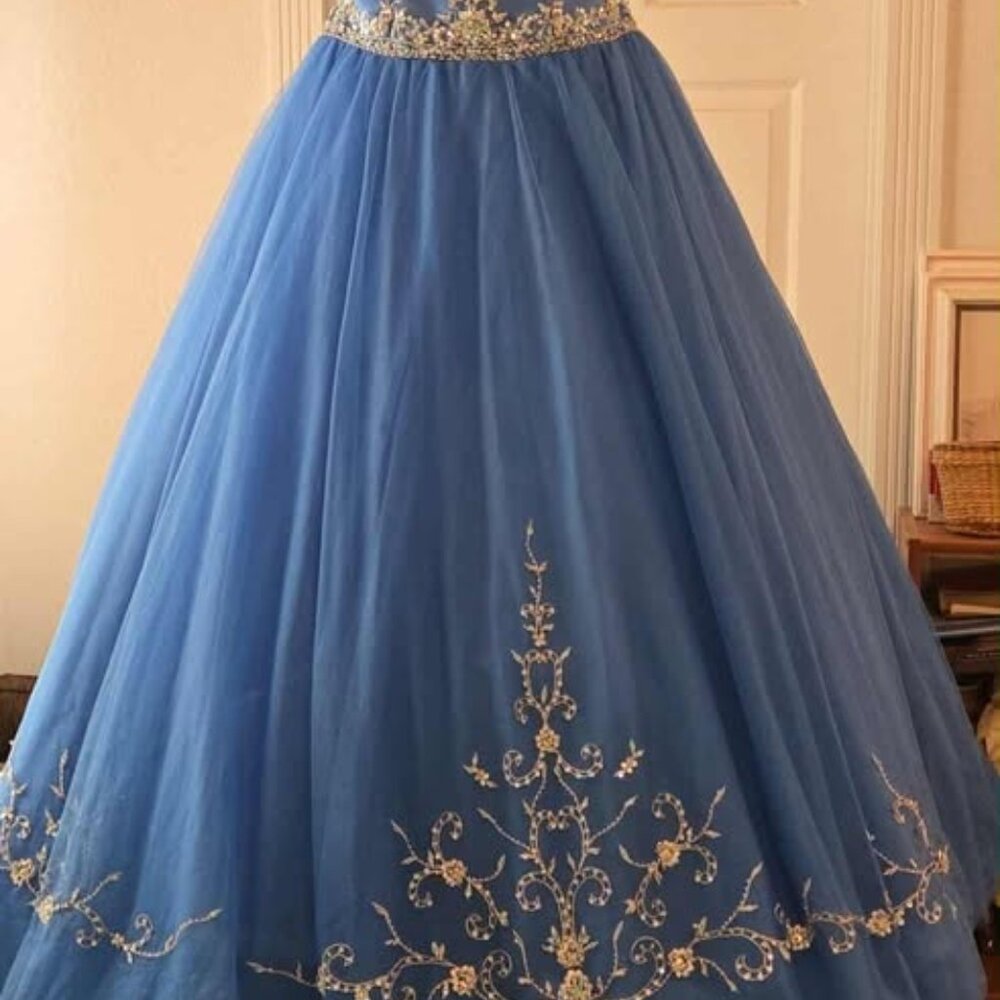 Blue Prom/Pageant Dress - Picture 2 of 4